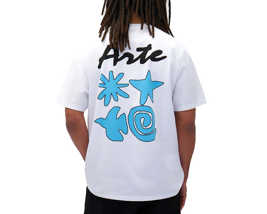 Arte Elements Print T-shirt White Seitenansicht — Detail Elemente-Muster