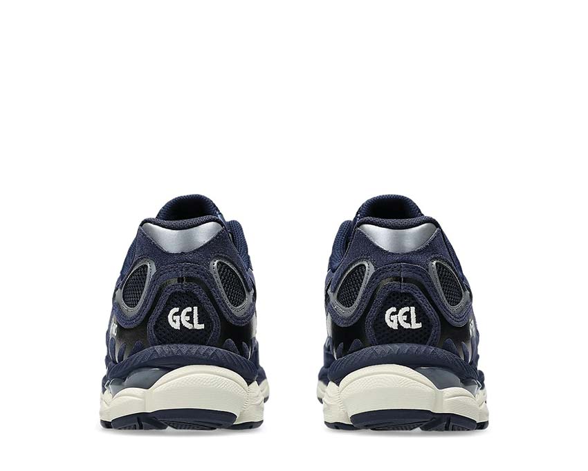 Asics Gel NYC Midnight/Midnight détail — mesh et cuir noir mat vintage