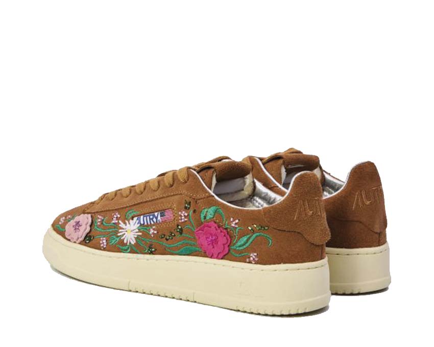 Autry Dallas Low W Floral détail — broderies florales cuir crème Autry