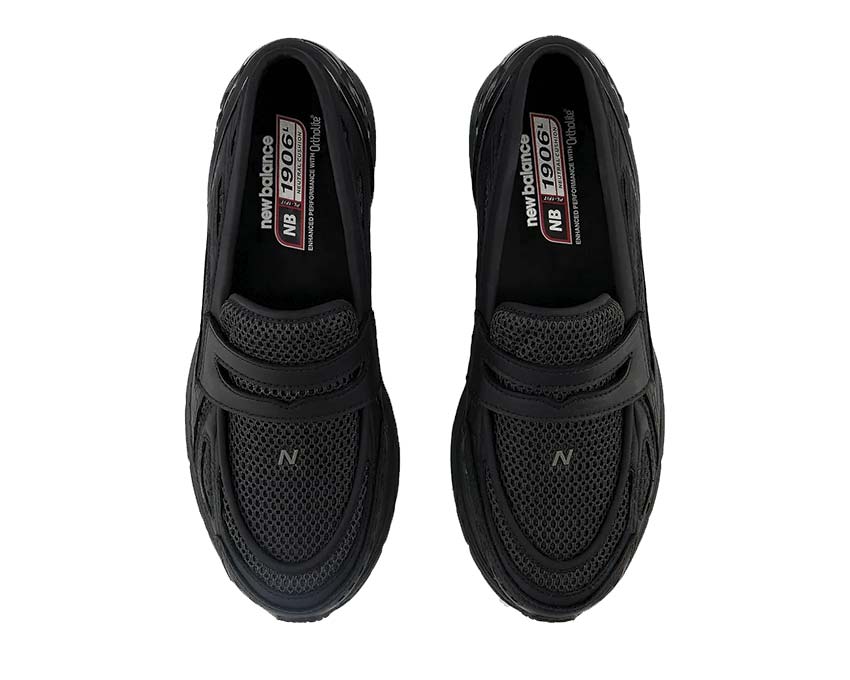 New Balance 1906L Black détail — empiècements multimatières noir raffiné