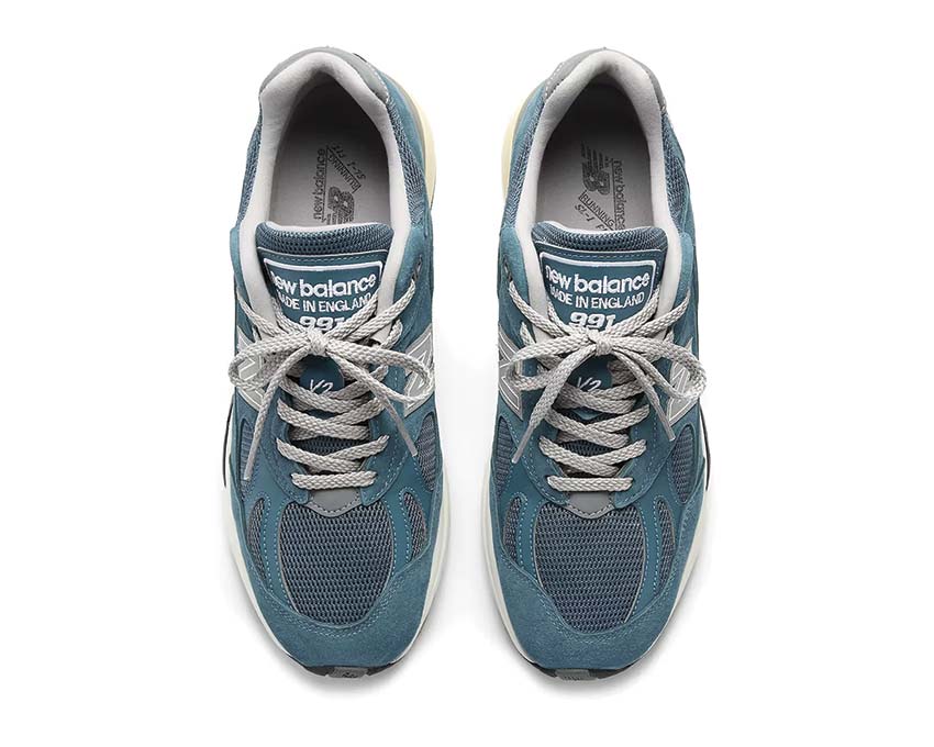 New Balance 991v2 Made in UK Tapestry Detail — Nähte und britische Handwerksmaterialien