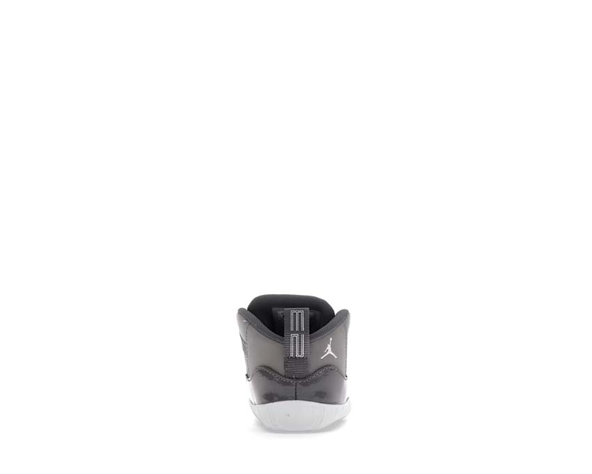 Jordan 11 Baby PS Medium Grey detalle — parte superior sintética premium bebé