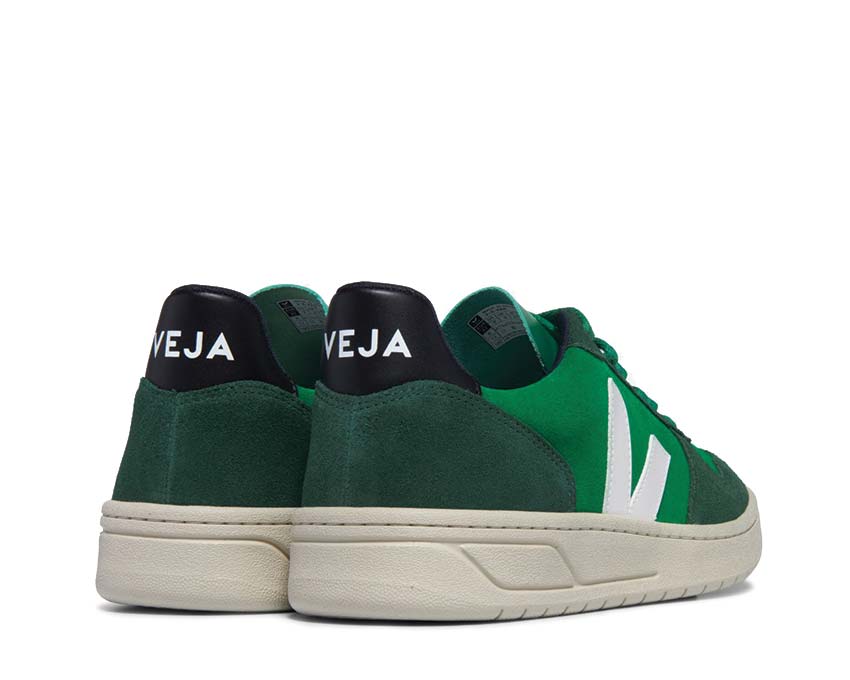 Veja V-10 Suede Emeraude Pierre Black semelle — semelle caoutchouc naturel
