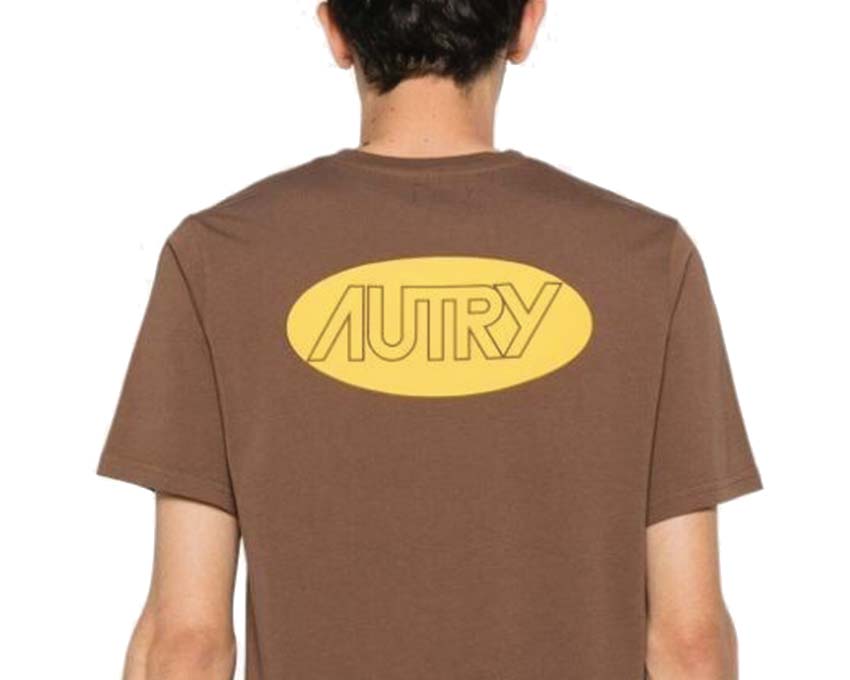 Autry T-Shirt Main Cotton Choco dos — t-shirt coton chocolat dos logo Autry