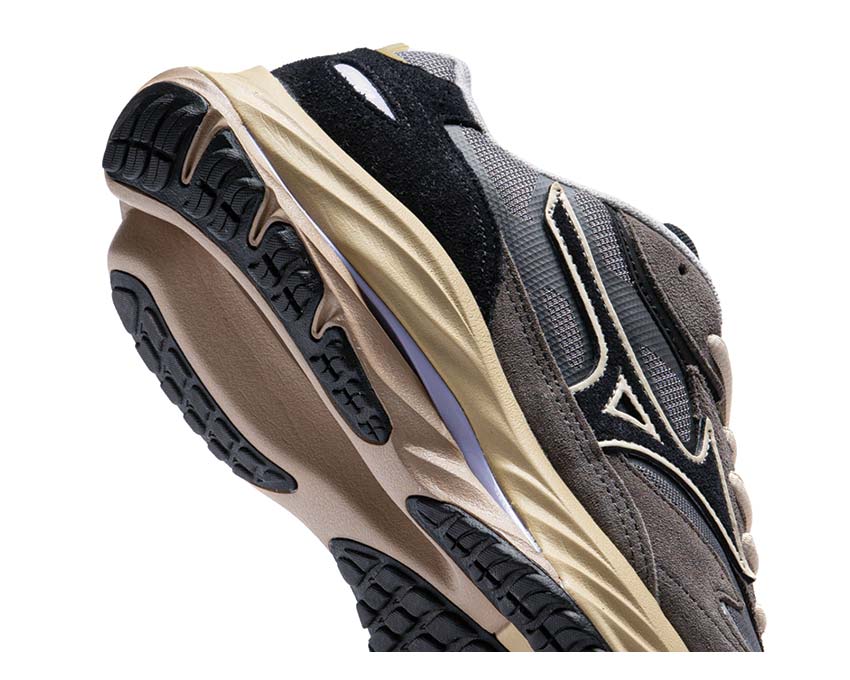Mizuno Wave Rider Beta White Sand Grey Stone détail — amorti Wave visible