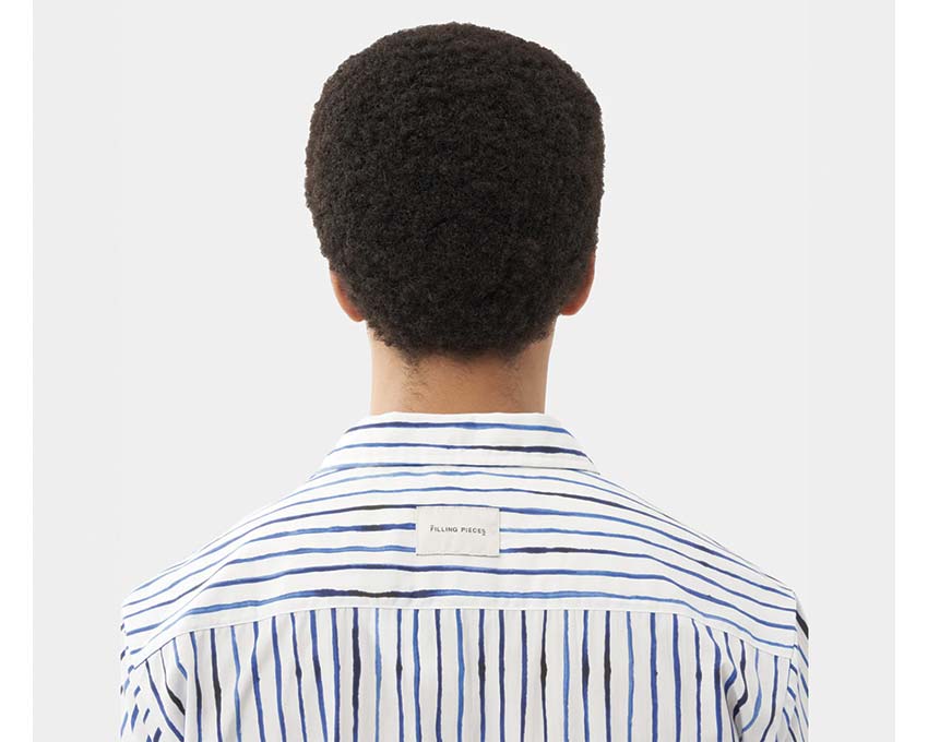 Filling Pieces Resort Shirt Painted Stripe détail — col boutonné et tissu souple