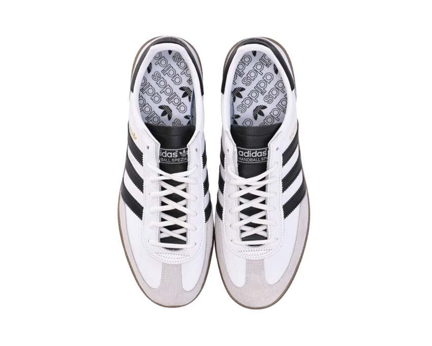 Adidas Handball Spezial OG White detalle — parte superior cuero y 3 bandas emblemáticas