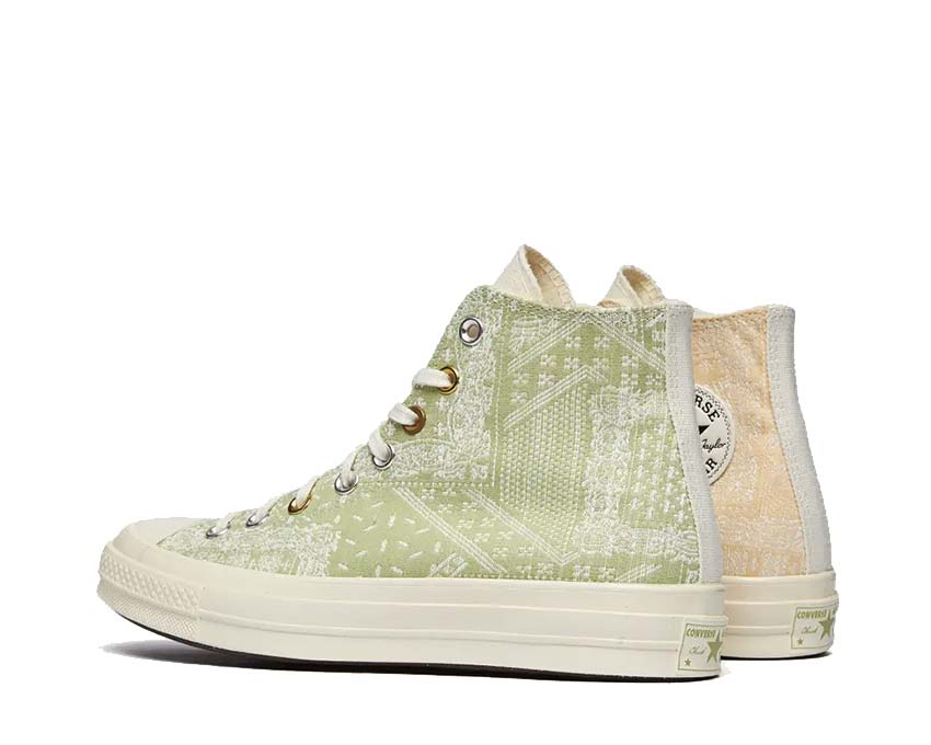 Converse Chuck 70 Hi Egret Vitality Green semelle — semelle vulcanisée blanche