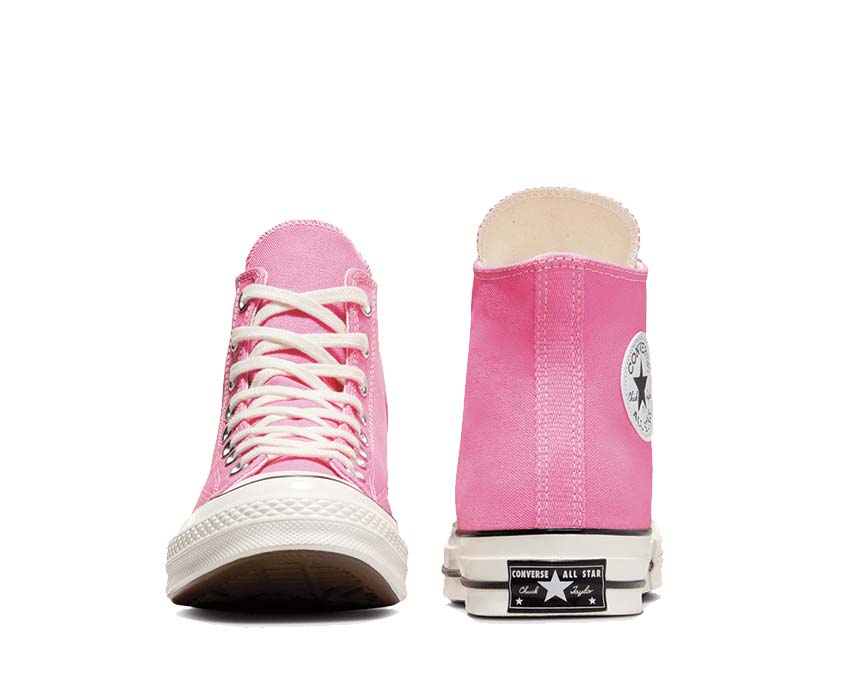 Converse Chuck 70 Hi Pink/Egret/Black detail — black heel counter pink egret upper