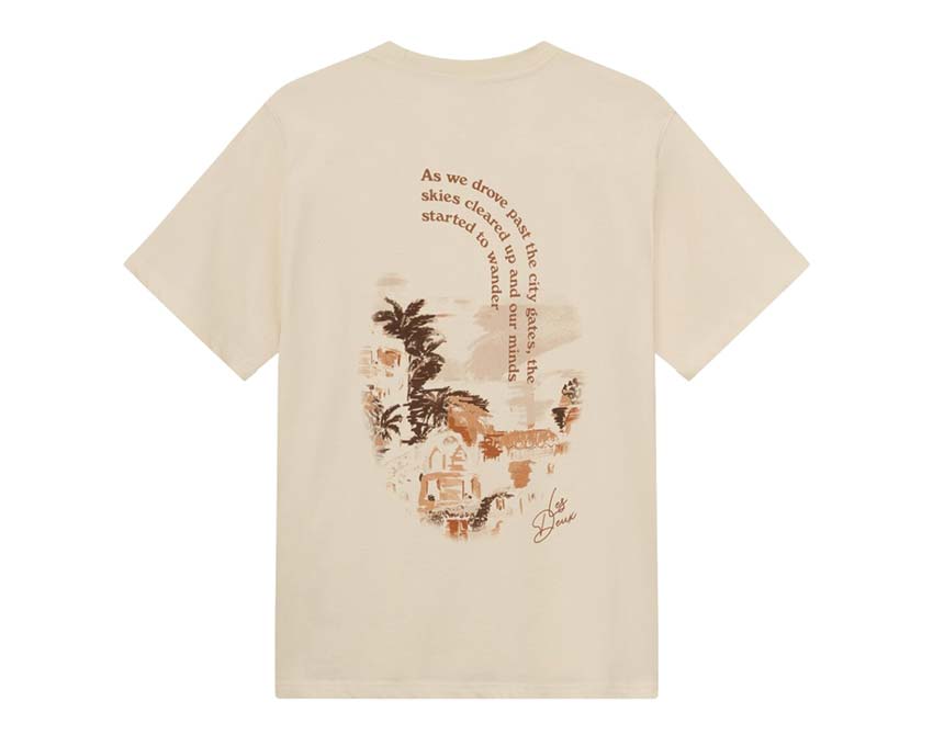 Les Deux Coastal T-Shirt Ivory side view — seaside print ecru