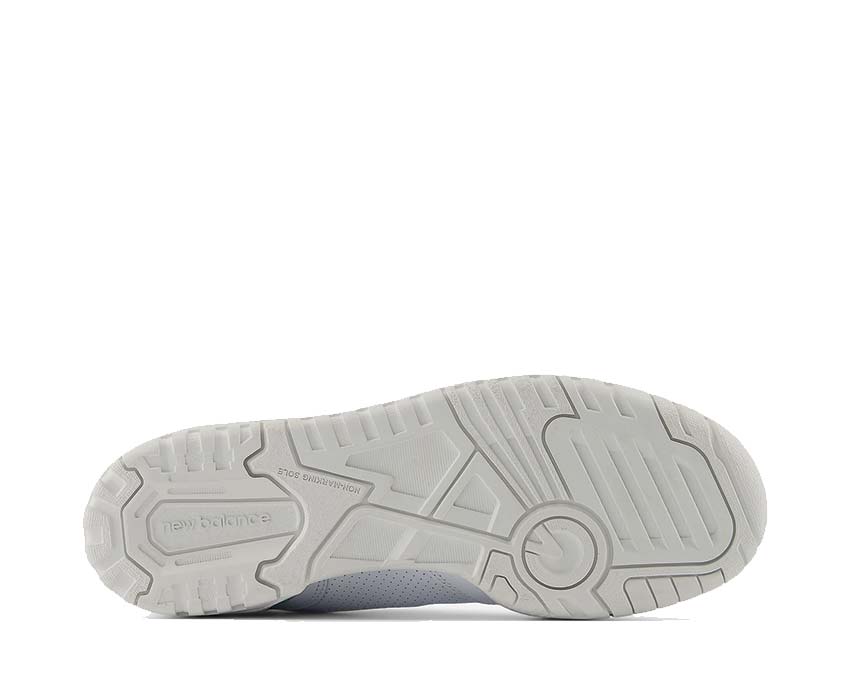 New Balance 550 W White Salt Marsh detail — leather upper Salt Marsh Limelight