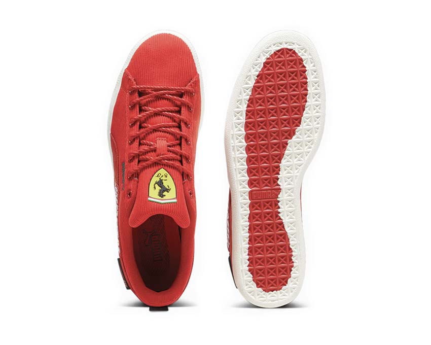 Puma Ferrari Clyde GC Rosso Corsa White suela — cupsole blanca