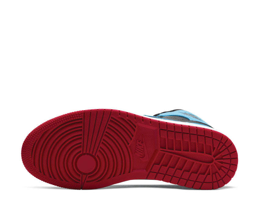 Jordan Air Jordan 1 High OG W UNC To Chicago Black DK Powder Blue Gym Red — back view tricolor