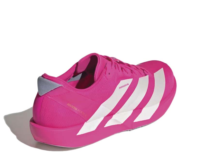 Adidas Adizero Adios 9 Shock Pink dettaglio — materiale mesh e piastra carbonio
