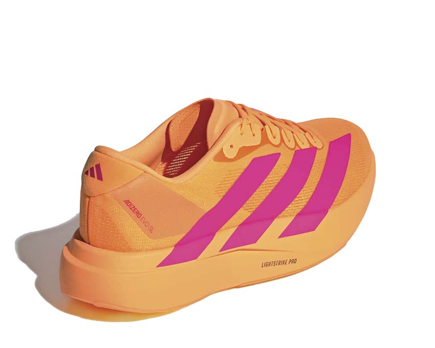 Adidas Adizero Evo SL Flash Orange detail — breathable mesh vibrant orange