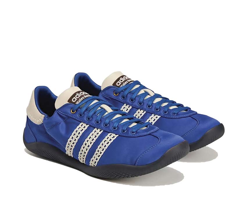 Adidas Karintha x Wales Bonner Low Satin Blue side view — blue satin upper