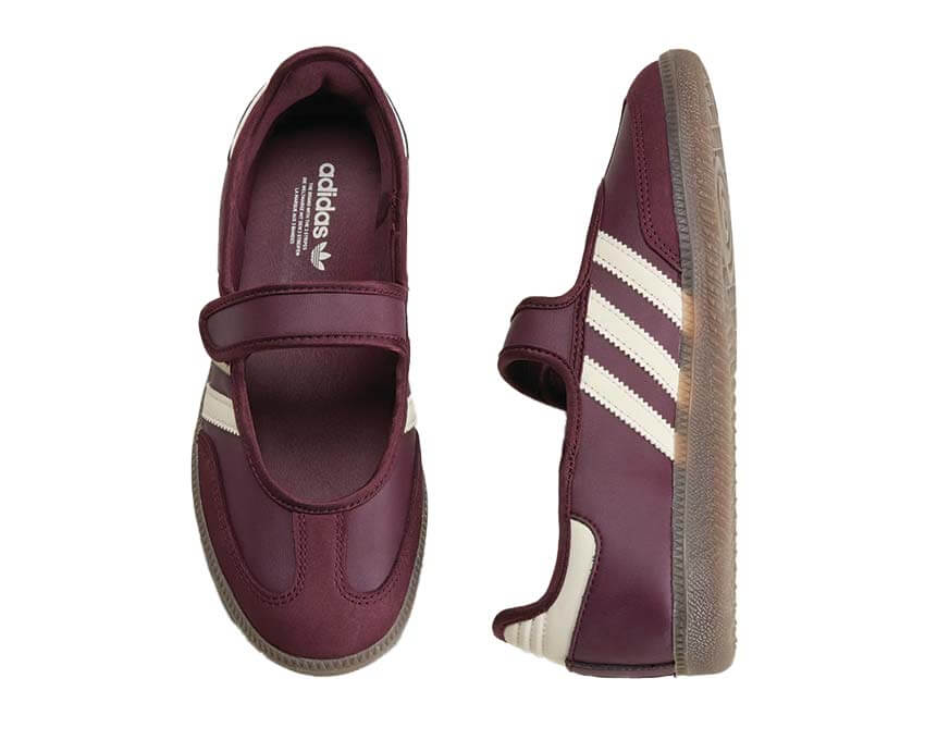 Adidas Samba Jane W Maroon vue arrière — contrefort cuir bordeaux profond