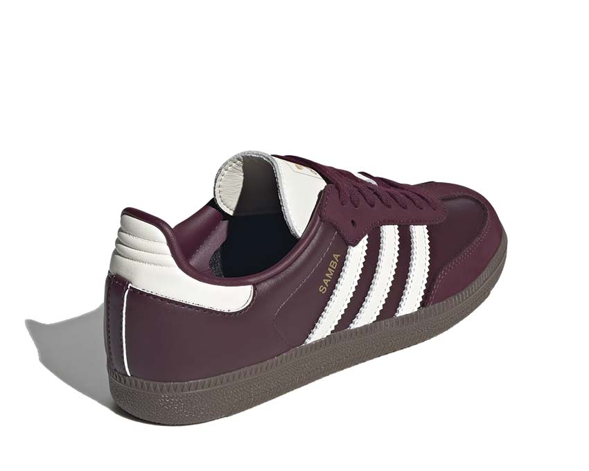 Adidas Samba OG W Maroon détail — embout T-toe cuir