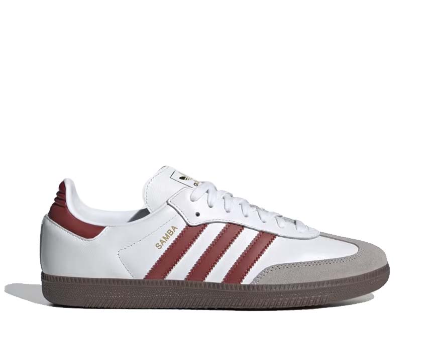 Adidas Samba OG White Preloved Ruby — unisex white and red vintage sneaker