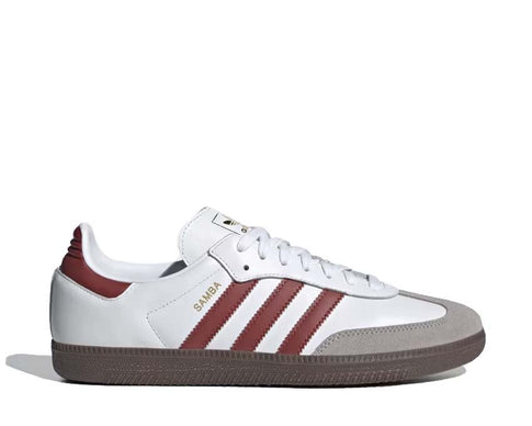Adidas Samba OG White Preloved Ruby — unisex white and red vintage sneaker