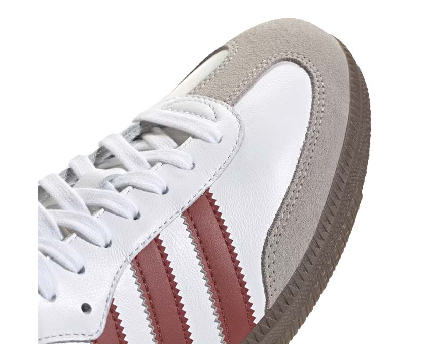 Adidas Samba OG White Preloved Ruby side view — white red contrast