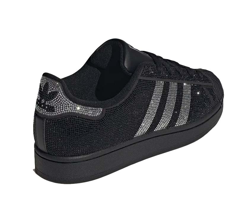 Adidas Superstar II W Cloud White détail — tige cuir lisse blanc or métallisé