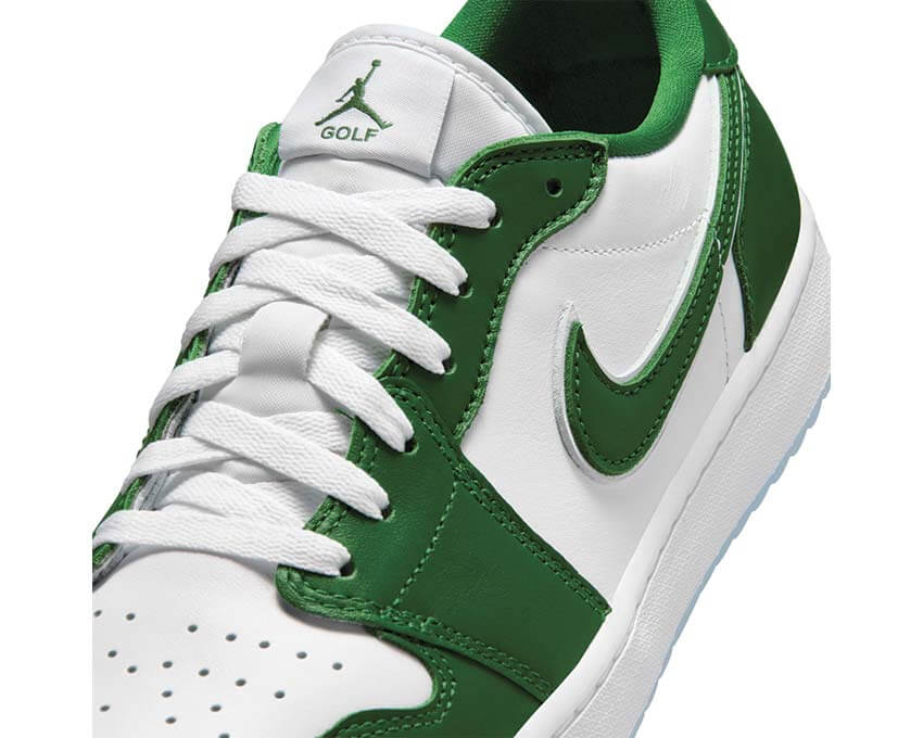 Air Jordan 1 Low G Forest Green vue latérale — golf sneaker vert cuir Jordan