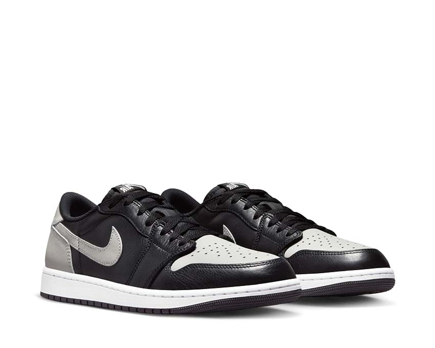 Jordan Air Jordan 1 Low OG Shadow Black Grey vue latérale — cuir noir gris homme
