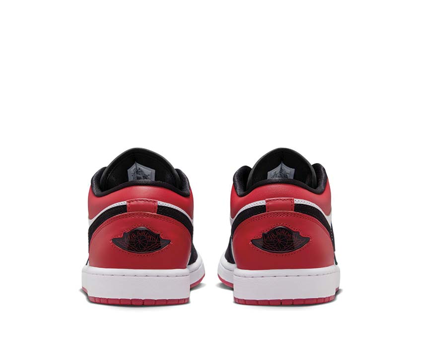 Air Jordan 1 Low SE Blanco Negro Rojo trasera — talón Jumpman retro sneaker hombre