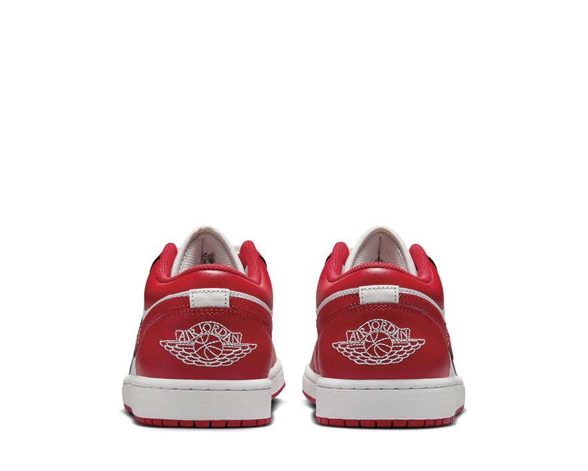 Air Jordan 1 Low Blanc Rouge détail — tige cuir retro Jordan iconic
