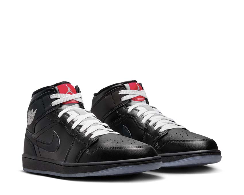 Jordan Air Jordan 1 Mid SE Black Magic Seitenansicht — schwarzes Leder