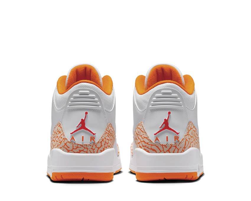 Air Jordan 3 Retro W Orange Citrus détail — empiècements cuir orange citrus