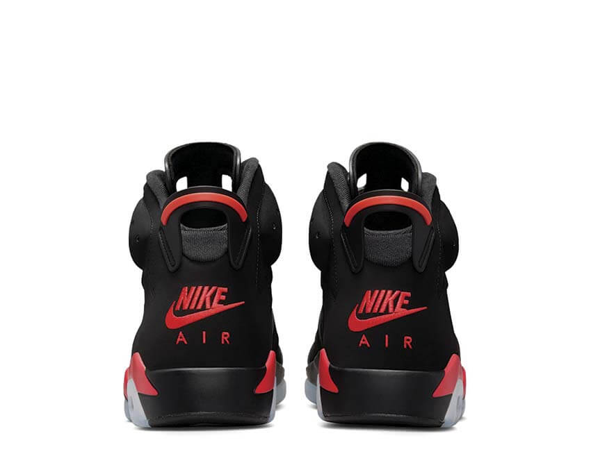 Air Jordan 6 Retro Infrared Salesman détail — infrared sur empeignes noires