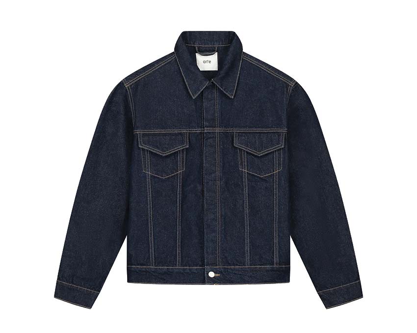 Arte Bird Back Jacket Dark Wash — giacca unisex denim slavato stampa uccello retro
