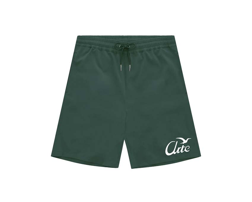 Arte Birds Logo Shorts Verde — shorts hombre con bordado de pájaros