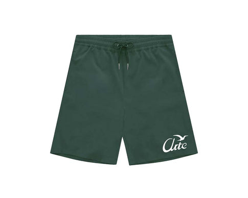 Arte Birds Logo Shorts Verde — shorts hombre con bordado de pájaros