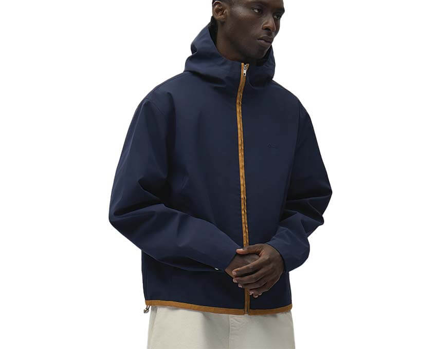 Arte Linen Tape Hooded Jacket vista lateral — chaqueta hombre corte recto lino