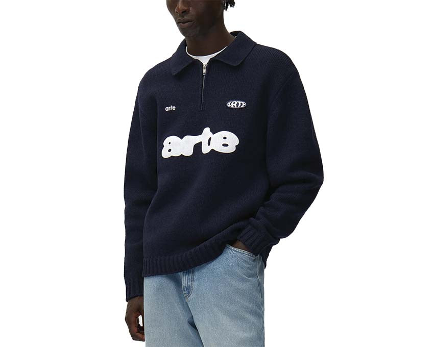 Arte Polo Navy vista laterale — polo uomo taglio classico navy