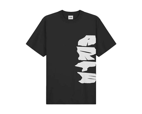 Arte Side Logo T-shirt Schwarz — Herren-T-Shirt seitliches gesticktes Logo