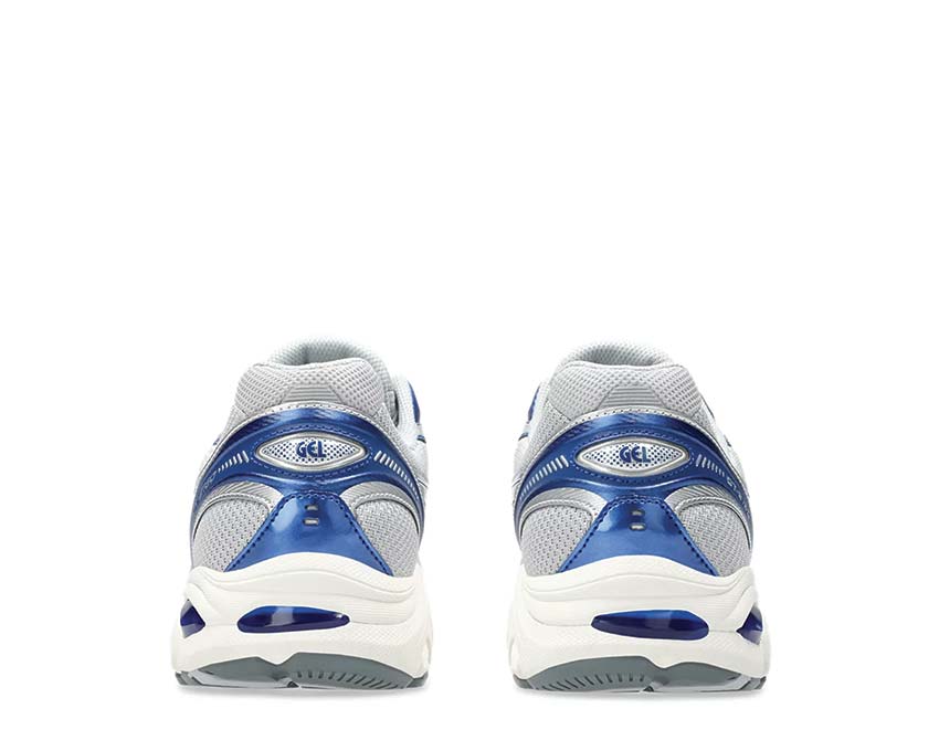 Asics GT-2160 Piedmont Grey/Deep Marine detalle — mesh y ante vintage