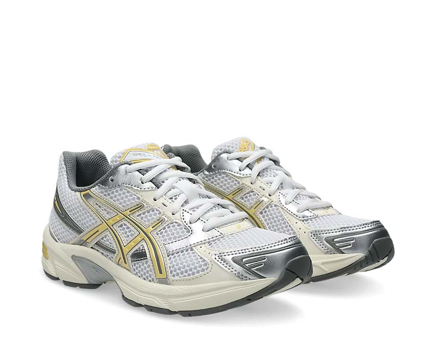 Asics Gel 1130 Faded Yellow White/Faded Yellow vista lateral — upper mesh y overlay retro