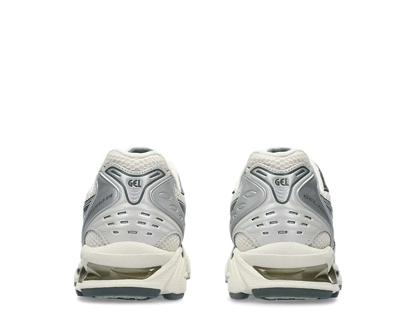 Asics Gel Kayano 14 Birch/Dark Pewter détail — cuir synthétique et mesh