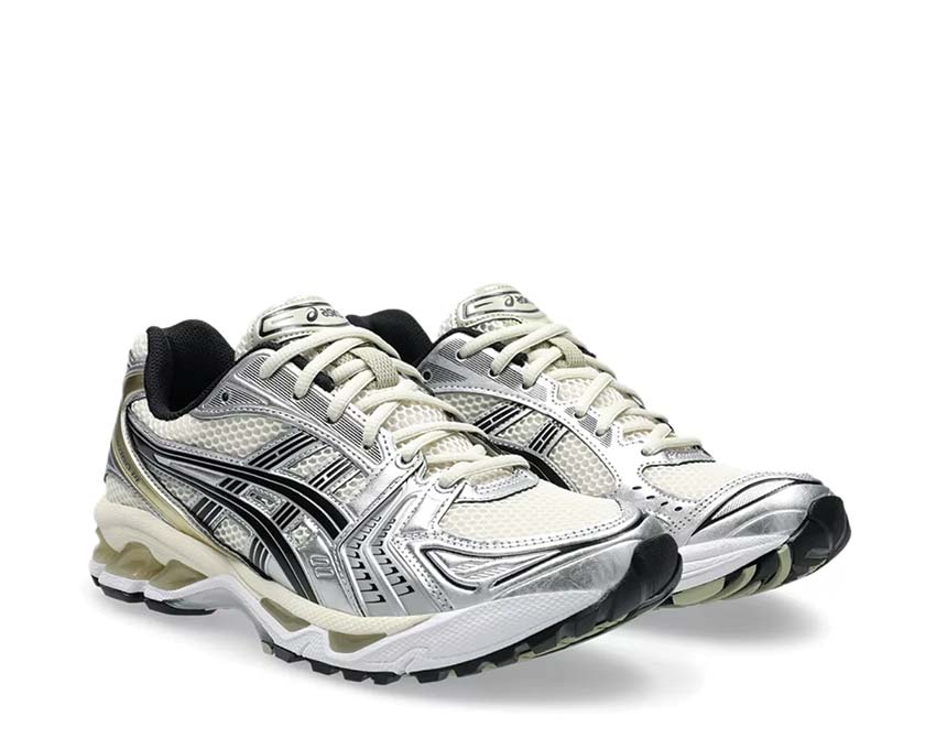 Asics Gel Kayano 14 Birch/Pure Silver vue latérale — tige mesh respirante