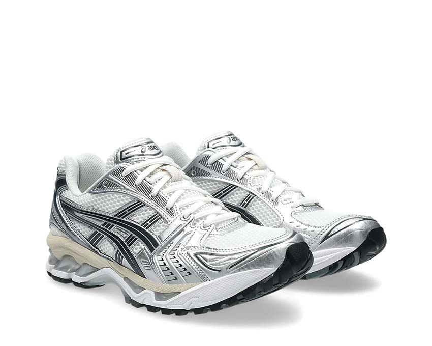 Asics Gel Kayano 14 White/Graphite Grey vue latérale — tige mesh vintage