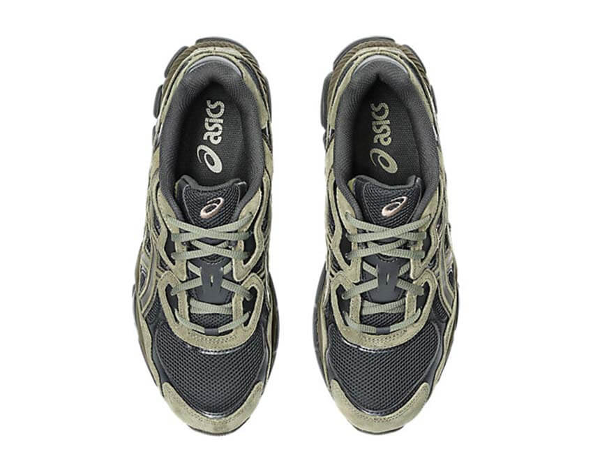 Asics Gel NYC Loden Green détail — coloris graphite grey mesh suède noirfonce.eu
