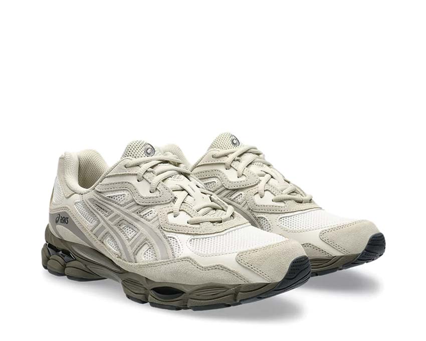 Asics Gel NYC Cream Putty Cream/Putty vista lateral — parte superior mesh y cuero vintage
