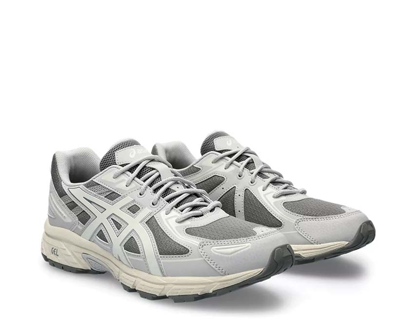 Asics Gel Venture 6 Clay Grey/Cream vue latérale — tige mesh trail