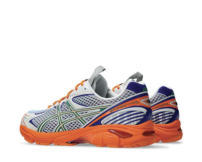 Asics UB-7 GT-2160 Kiko Kostadinov Lava Orange/Jasper Green semelle — amorti GT-2160 remixé
