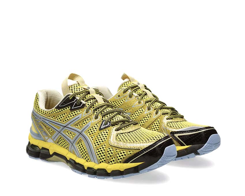 Asics UB9-S Gel Kayano 20 Kiko Kostadinov Vibrant Yellow/Pure Silver side view — collaboration design