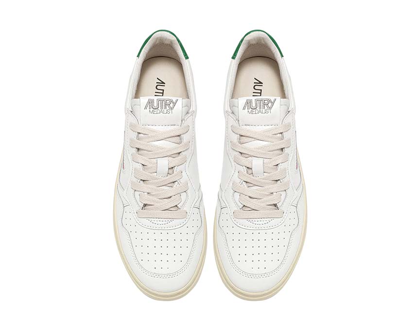 Autry Medalist Low White Green dos — talon Medalist Low cuir blanc vert homme